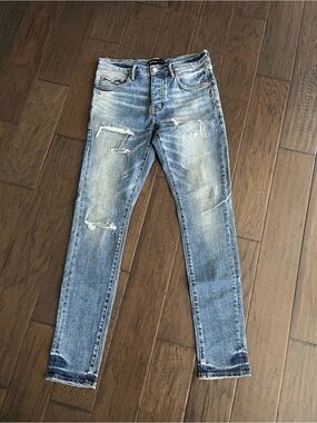 Purple Brand Slim Fit Distressed Jeans for Men - Light Blue
